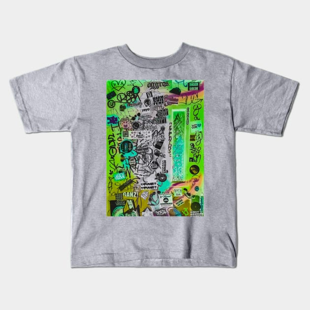 Green Street Style Tags NYC Graffiti Sticker Kids T-Shirt by eleonoraingrid